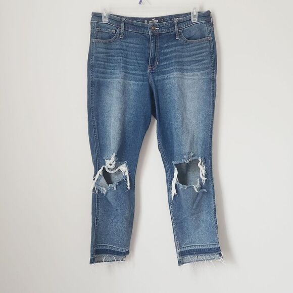 Hollister Medium Wash Distressed High Rise Slim Straight Jeans Size 15R - Picture 1 of 5